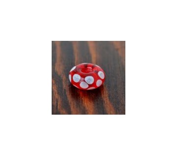 Skleněná perla - korálek Červený puntík